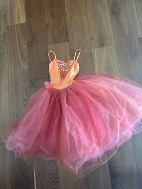 Pink Peach Tulle Dance Costume Dress